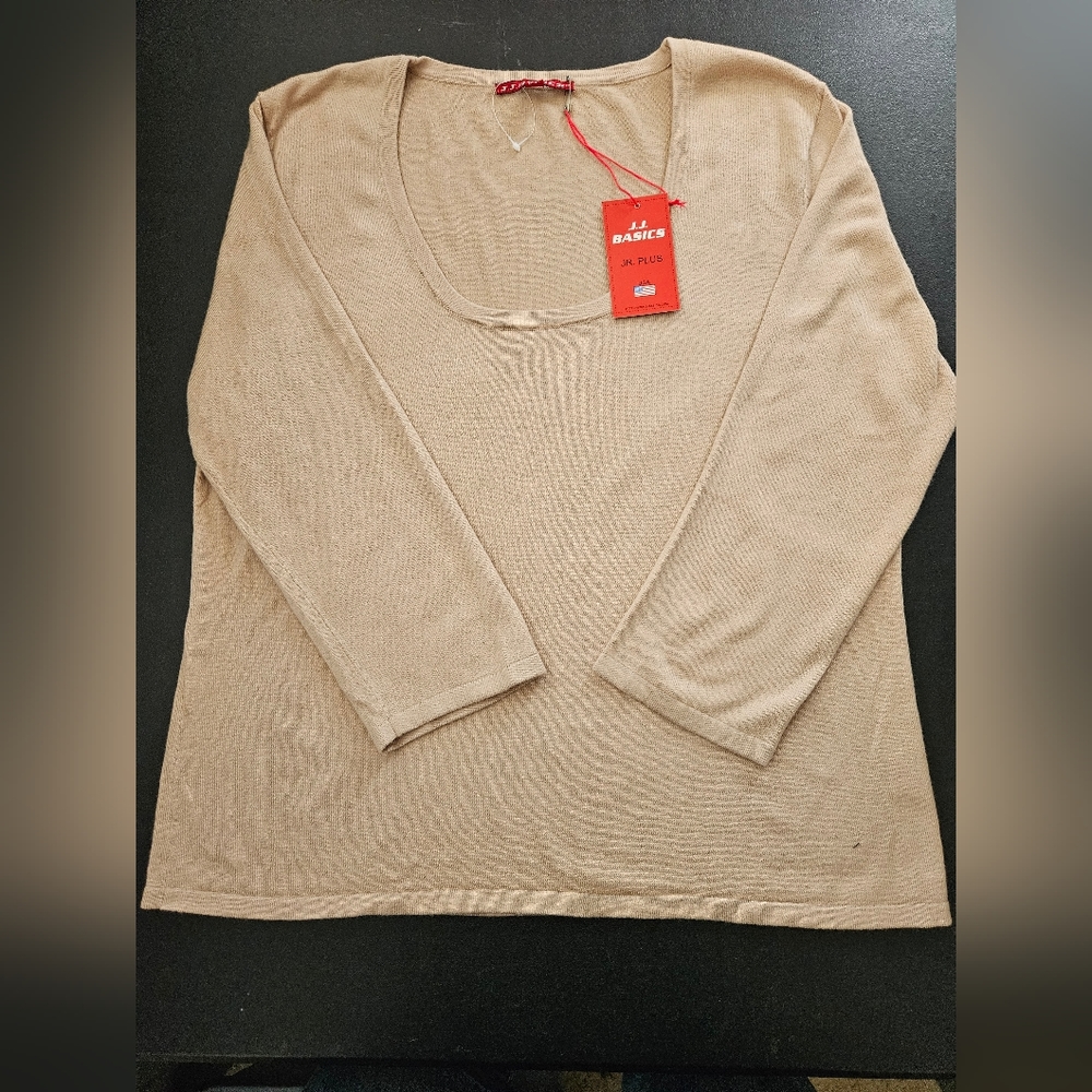 NWT - JJ Basics Tan Jersey Top - Size 1X
